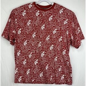 Basic Code Mens Red White All Over Print Domino T-Shirt Urban Y2K AOP Size 3XL